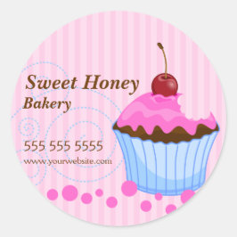 Niedlicher Cupcake mit Backkasten Siegel Runder Aufkleber