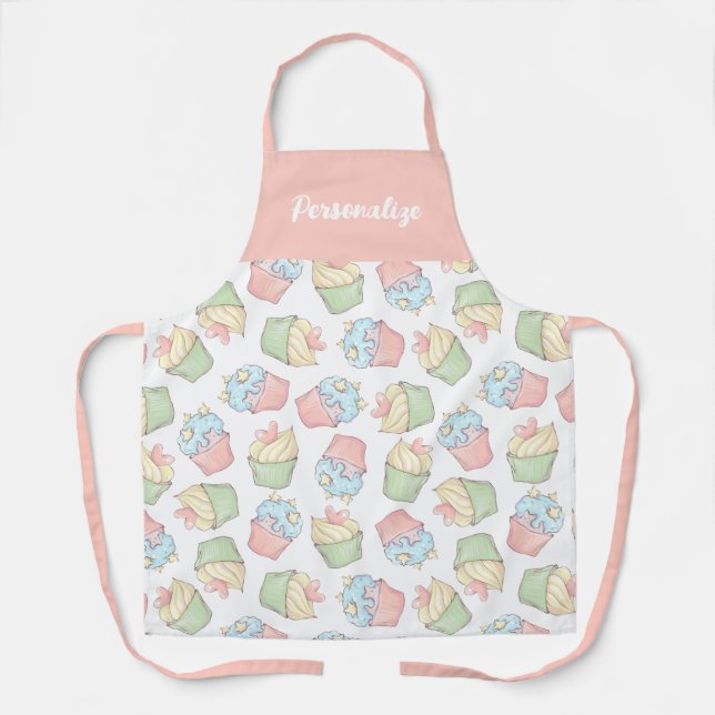 Niedlicher Cupcake Nachtisch Kuchen Pasta Rosa Schürze (Vorderseite)