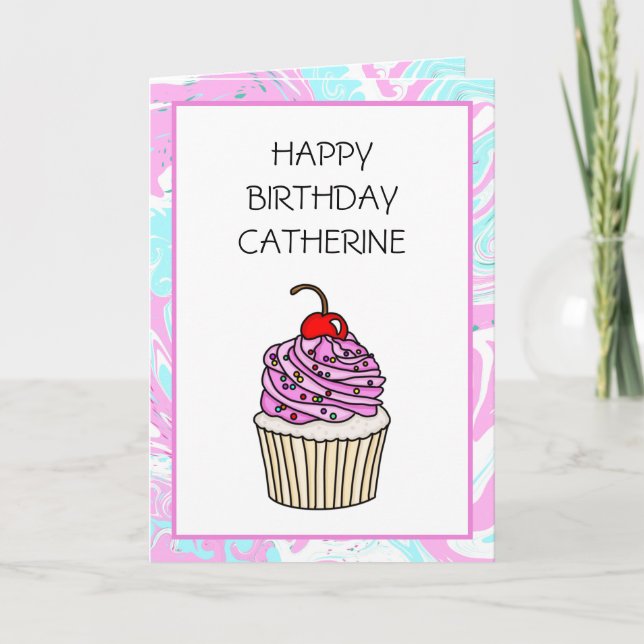 Niedlicher Cupcake Personalisiert Geburtstag für s Karte (Vorderseite)