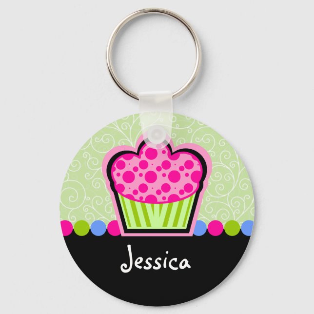 Niedlicher Cupcake Personalisiert Schlüsselanhänger (Vorderseite)