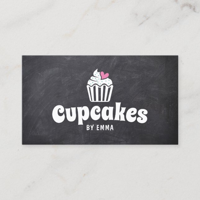 Niedlicher Cupcake Pink Hefe Zuhause Bäckerei Chal Visitenkarte (Vorderseite)