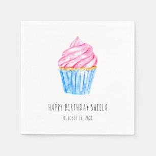 Niedlicher Cupcake Rosa Zuckerguss Geburtstag Serviette