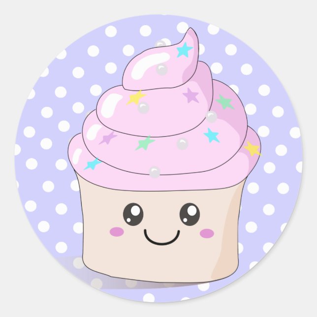Niedlicher Cupcake Runder Aufkleber (Vorderseite)