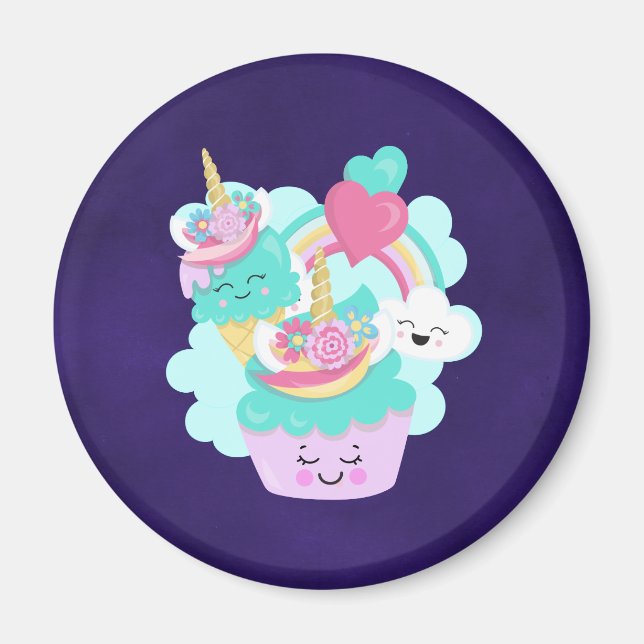 Niedlicher Cupcake und Happy Ice Creme Magnet (Vorne)