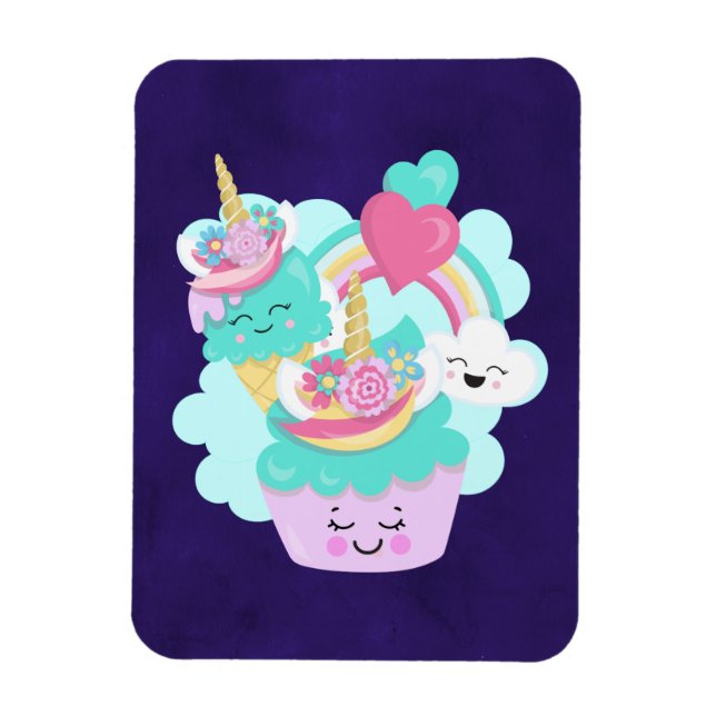 Niedlicher Cupcake und Happy Ice Creme Magnet (Vertikal)