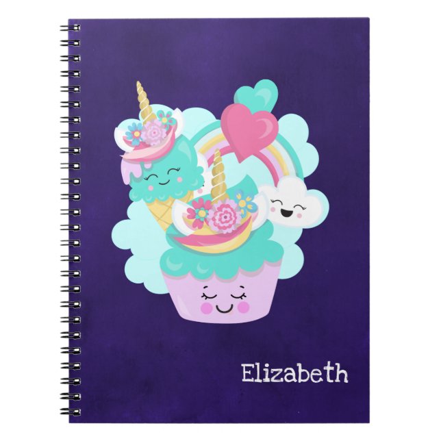 Niedlicher Cupcake und Happy Ice Creme Notizblock (Vorderseite)