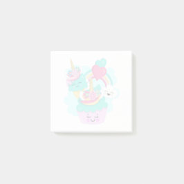 Niedlicher Cupcake und Happy Ice Creme Post-it Klebezettel