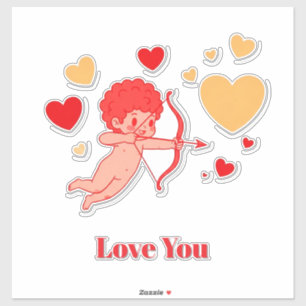 Niedlicher Cupid mit Bogen und Pfeil Aufkleber
