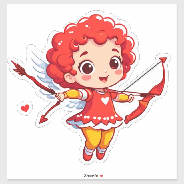 Niedlicher Cupid mit Bogen und Pfeil Aufkleber (Blatt)