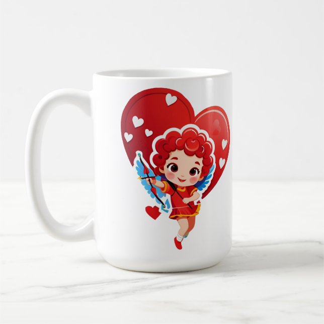 Niedlicher Cupid mit Bogen und Pfeil Kaffeetasse (Links)