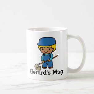 Niedlicher Custodian mit Mop Kaffeetasse