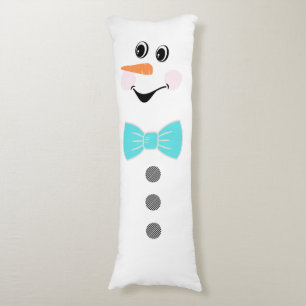 Niedlicher Custom Snowman mit Aquamarinem Blue Bow Seitenschläferkissen