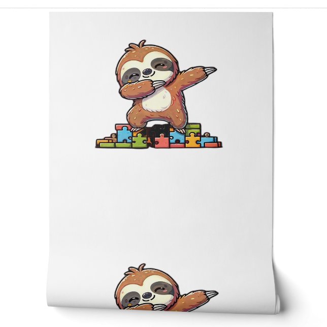 Niedlicher Dabbing Faultier Autismus Bewusstsein A Tapete (Abrollen)