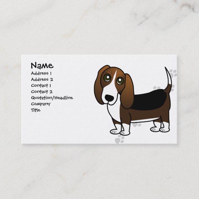 Niedlicher Dachshund-Jagdhund-Cartoon - Brown weiß Visitenkarte (Vorderseite)