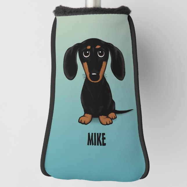 Niedlicher Dackel für Schwarz und Tan Dackel Golf Headcover (Rotieren 90)