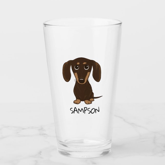 Niedlicher Dackel-Hund der Schokoladen-Dackel-| Glas (Vorderseite)
