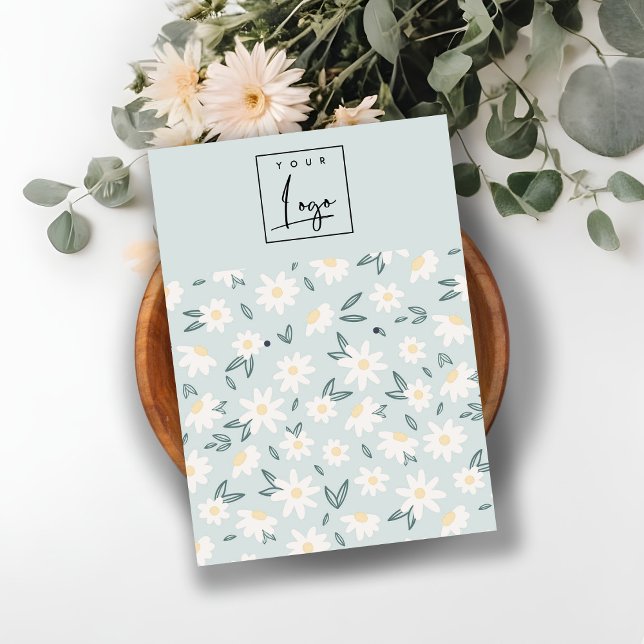 Niedlicher Daisy Floral Aqua Blue Logo Ohrring Visitenkarte (Von Creator hochgeladen)
