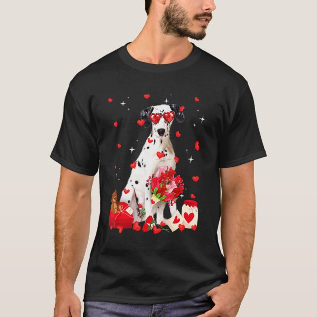 Niedlicher Dalmatiner Dog Valentine Fun Dog Vater  T-Shirt (Vorderseite)