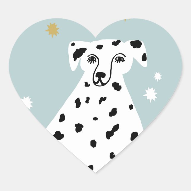Niedlicher Dalmatiner Hund Abstrakte Illustration  Herz-Aufkleber (Vorderseite)