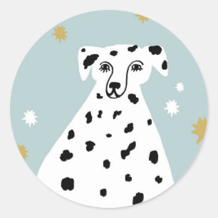 Niedlicher Dalmatiner Hund Abstrakte Illustration Runder Aufkleber