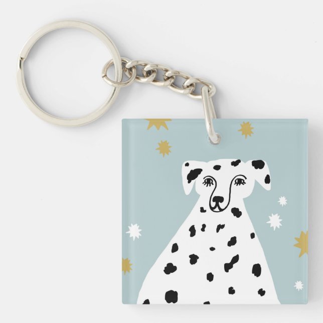 Niedlicher Dalmatiner Hund Abstrakte Illustration Schlüsselanhänger (Vorderseite)