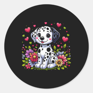 Niedlicher Dalmatiner Hund mit Herz Dalmatiner Val Runder Aufkleber