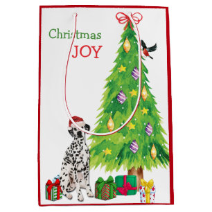 Niedlicher Dalmatiner Weihnachtsmannmütze und Wei Mittlere Geschenktüte