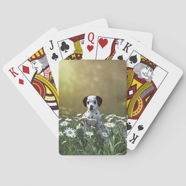 Niedlicher Dalmatiner Welpe in Daisies Spielkarten (Rückseite)