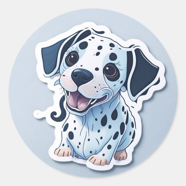 niedlicher dalmatinischer Hund Runder Aufkleber (Vorderseite)