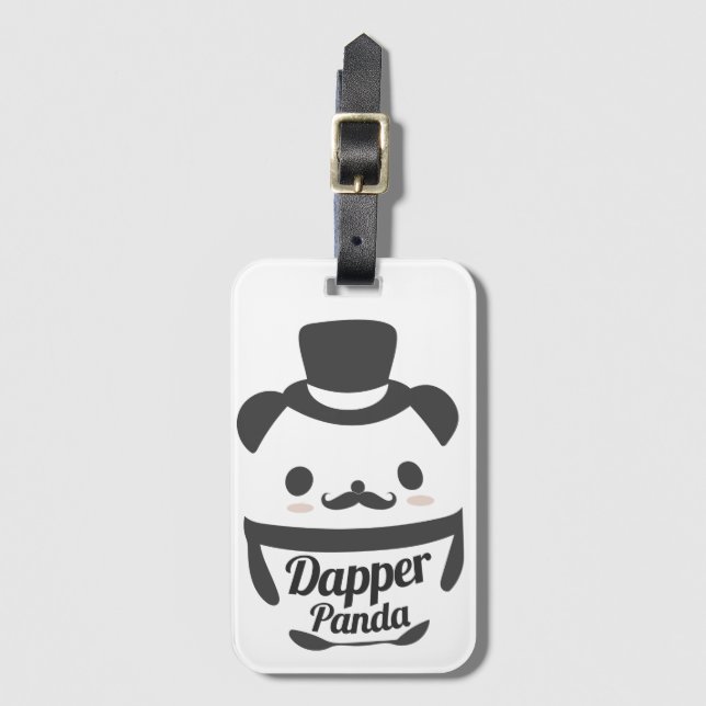 Niedlicher Dapper Panda mit Top Hat Gepäckanhänger (Vorderseite Vertikal)