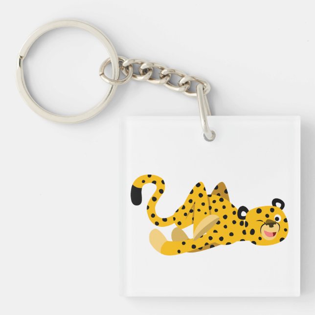 Niedlicher Dashing Cartoon Cheetah Acrylic Schlüss Schlüsselanhänger (Vorderseite)