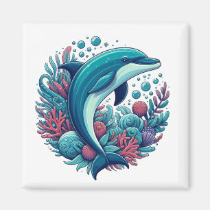 Niedlicher Delphin, Küstendelphin/Seeschifffahrt Magnet