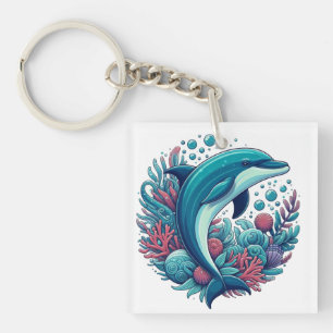Niedlicher Delphin, Küstendelphin/Seeschifffahrt Schlüsselanhänger