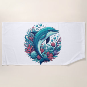 Niedlicher Delphin, Küstendelphin/Seeschifffahrt Strandtuch