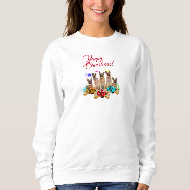 Niedlicher Deutscher Hirte Yappy Weihnachten Sweatshirt (Vorderseite)