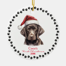 Niedlicher deutscher Kurzhahn Weihnachtsmannmütze Keramik Ornament
