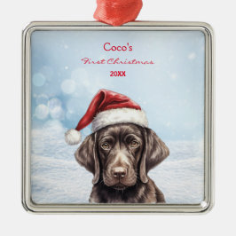 Niedlicher deutscher Kurzhahn Weihnachtsmannmütze Ornament Aus Metall