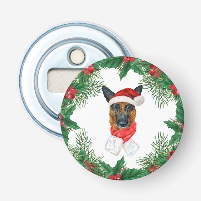 Niedlicher deutscher Schäferhund Christpfanne Flaschenöffner (Vorderseite)