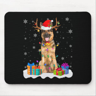 Niedlicher deutscher Schäferhund Dog Christmas Lig Mousepad
