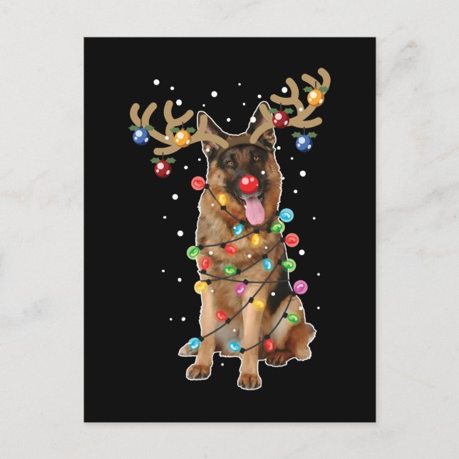 Niedlicher deutscher Schäferhund Hund Funny Xmas W Postkarte (Vorderseite)