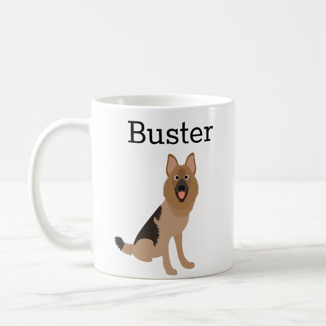 Niedlicher deutscher Schäferhund Personalisiertes  Kaffeetasse (Links)