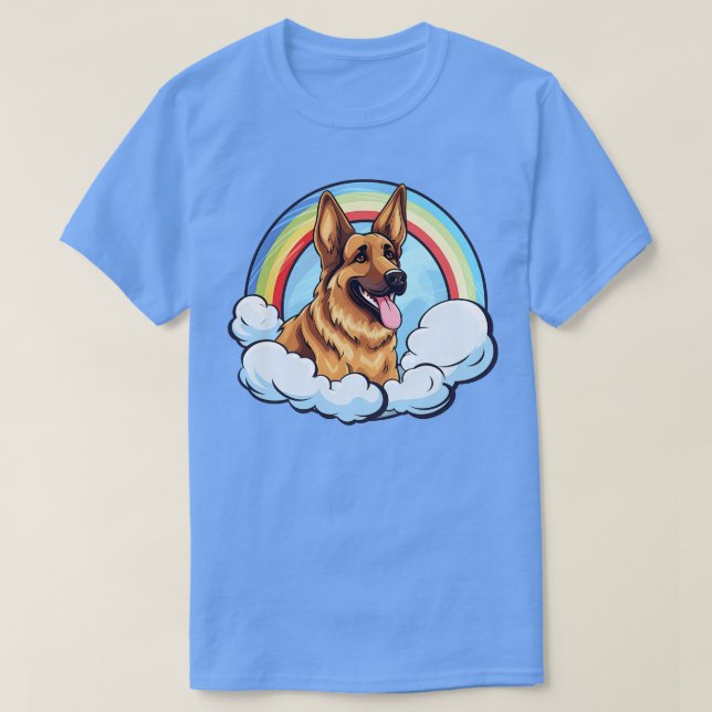 Niedlicher deutscher Schäferhund Regenbogen Cloud  T-Shirt (Design vorne)