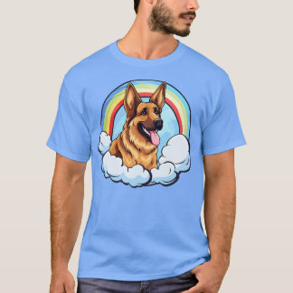 Niedlicher deutscher Schäferhund Regenbogen Cloud  T-Shirt