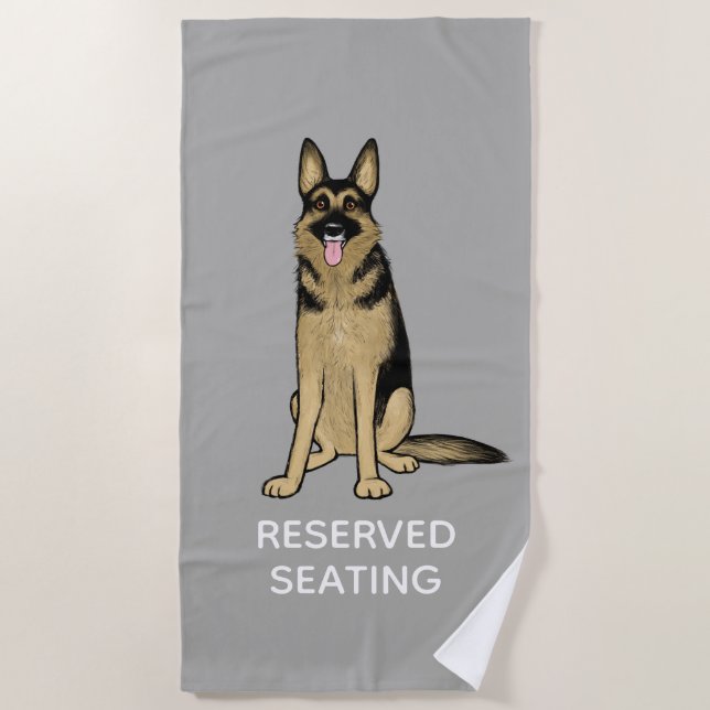 Niedlicher deutscher Schäferhund reserviert Sitzpl Strandtuch (Vorderseite)
