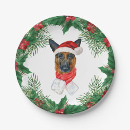 Niedlicher deutscher Schäferhund Weihnachten Pappteller