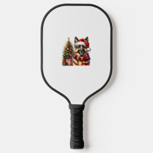 Niedlicher deutscher Schäferhund Weihnachtsmannmüt Pickleball Schläger