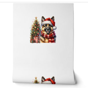 Niedlicher deutscher Schäferhund Weihnachtsmannmüt Tapete