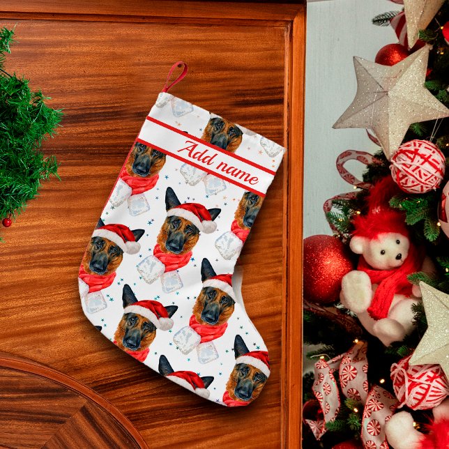 Niedlicher deutscher Schäferhund Weihnachtsmuster Kleiner Weihnachtsstrumpf (Von Creator hochgeladen)