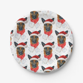 Niedlicher deutscher Schäferhund Weihnachtsmuster Pappteller