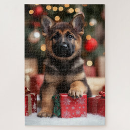 Niedlicher deutscher Schäferhund Welpenhund Weihna